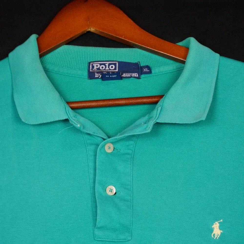 Polo Ralph Lauren Polo Shirt Mens XL Teal Green Vintage USA Cotton